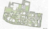 Detailed map of Providence College with buildings, sports fields, green spaces, pathways, and surrounding residential streets.