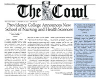 Front page of The Cowl newspaper from September 15, 2022, announcing Providence College’s new School of Nursing and Health Sciences and highlighting its #1 ranking among Regional Universities North.